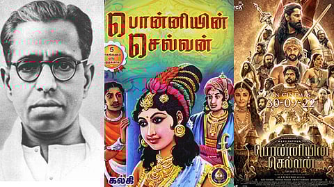 Kalki Krishnamurthy; Book cover and poster from Mani Ratnam's PS-1