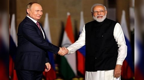 Vladimir Putin with Narendra Modi