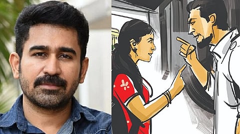 Vijay Antony (left) An illustration of the incident (right)