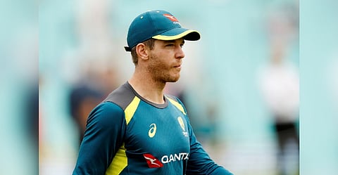 Australia's Tim Paine during the warm up before the start of play