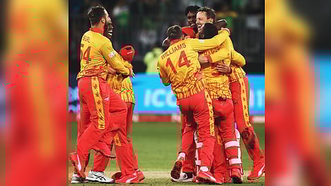 Zimbabwean players celebrating