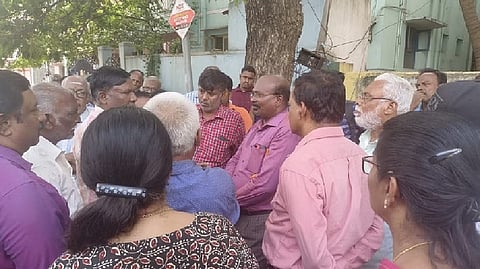 CMRL officials talking with Madhavaram residents
