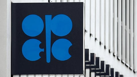 The logo of the Organization of the Petroleum Exporting Countries (OPEC) in Vienna