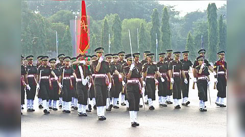The immaculate drill of Officer Cadets marching to enthralling martial tunes left the audience spellbound.