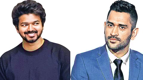 Thalapathy Vijay (L), Mahendra Singh Dhoni (R)