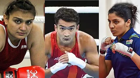 Saweety Boora, Shiva Thapa and Simranjit Kaur Baath