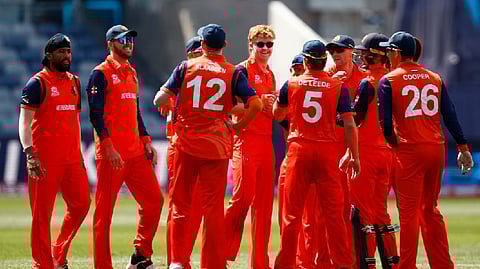 Bernard Scholtz finally broke the first-wicket stand of 59 runs to give Namibia a much-needed breakthrough. Vikramjit Singh was dismissed for a well-made 39(31).