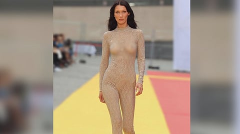 Bella Hadid in Stella McCartney catsuit