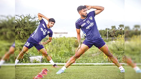 Chennaiyin players during a training session