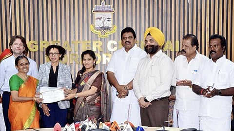 Chennai Corporation Mayor R Priya distributed certificates to the teachers who had completed the training programme on Wednesday at the Ripon Building.
