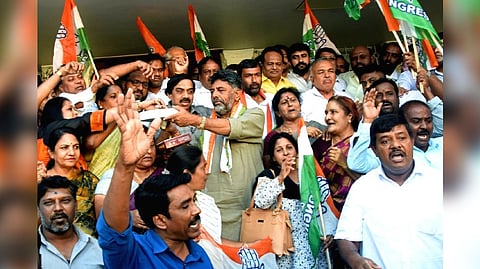 Hundreds of party workers who gathered at the office of Karnataka Pradesh Congress Committee (KPCC) after the announce of October 17 poll result, burst crackers, distributed sweets and cheered Kharge's win.