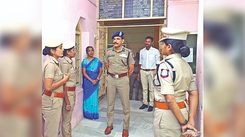 DGP C Sylendra Babu interacting with police personnel ahead of Thevar Jayanthi.