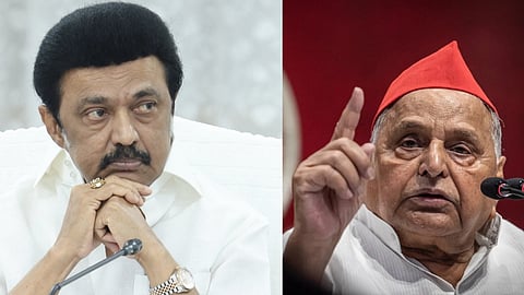 Tamil Nadu Chief Minister M K Stalin (L), Mulayam Singh Yadav (R)