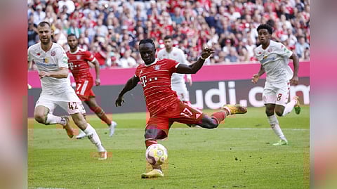 Bayern Munich's Sadio Mane scores their third goal