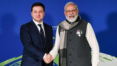 Prime Minister Narendra Modi with Ukraine's President Volodymyr Zelenskyy