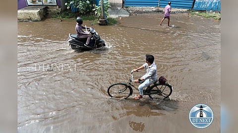 Visual of waterlogging in Thondiarpet area.