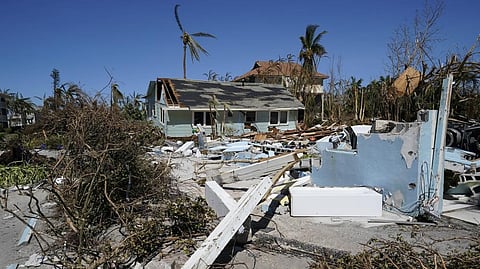 Damaged homes and debris is seen on Sanibel Island, in the aftermath of Hurricane Ian.