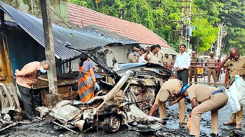Remains of the car from the blast