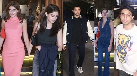 (L) Ananya Panday, Navya Naveli, Siddhant Chaturvedi, Shanaya Kapoor and Aryan Khan