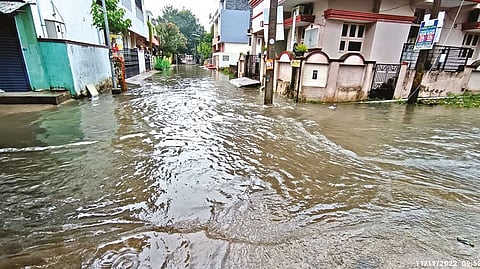 One of the flooded streets in the area.