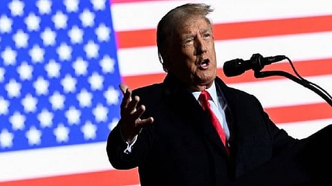 Former US President Donald Trump speaks at a rally to support Republican candidates ahead of midterm elections, in Dayton, Ohio