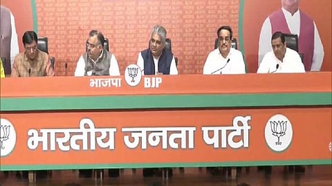 BJP press conference at party headquarters in New Delhi.