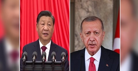Chinese President Xi Jinping and Turkey's leader Recep Tayyip Erdogan