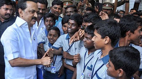 Stalin with students' of govt school