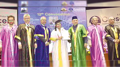 Dr M Ravichandran, Secretary, Ministry of Earth Sciences presenting degrees at the 12th Convocation of BSACIST in Chennai