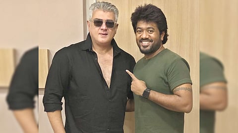 Ajith in his latest look (R) His stylist