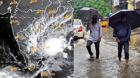Map showing the low-pressure area over the Bay of Bengal; Visual from Chennai