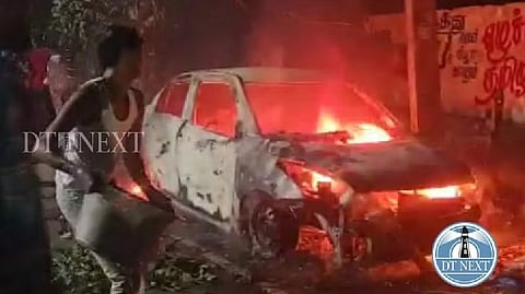 LPG cylinder explosion in a car.