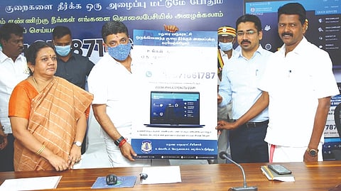 State Finance Minister PTR Palanivel Thiaga Rajan launching the ICTS for the Corporation in Madurai on Thursday