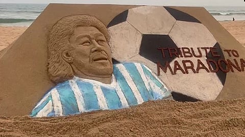 Diego Maradona sand art