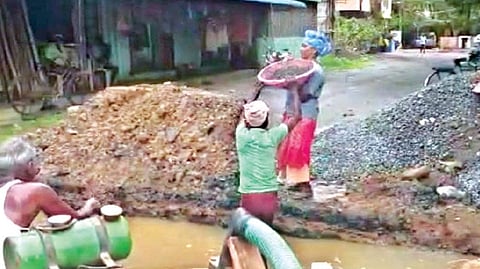 Dug-up road in Purushothaman Nagar, Chromepet