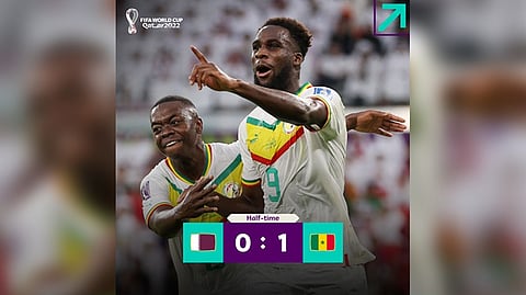 Boulaye Dia celebrates after scoring a goal against Qatar in FIFA World Cup 2022