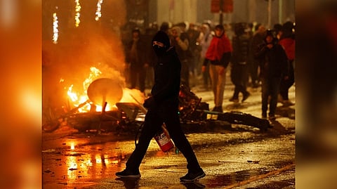 Clashes in Brussels after the World Cup football match between Belgium and Morocco - Brussels, Belgium