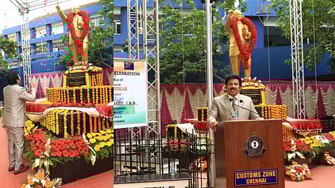 The celebration was marked by the enthusiastic participation of the Customs staff and floral tributes were paid to the architect of the Constitution, Dr Ambedkar, the release added.