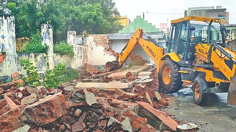 Demolished buildings at a primary school in Kannamangalam, Tiruvannamalai on Wednesday