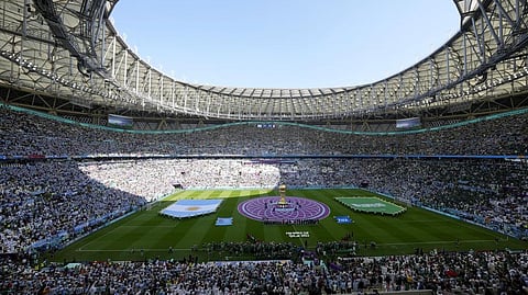 A general view of the stadium prior to the start of the World Cup group C soccer match between Argentina and Saudi Arabia at the Lusail Stadium in Lusail, Qatar.