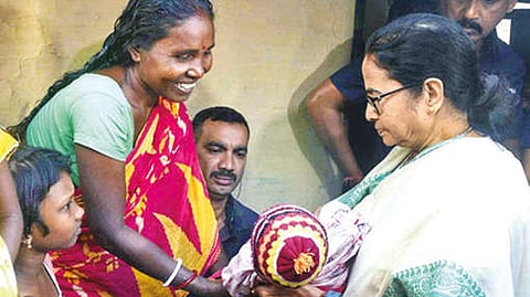 Mamata during her visit to Jhargram district
