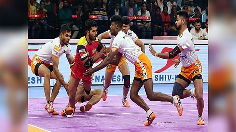 Puneri Paltan in action against Bengaluru Bulls during Pro Kabaddi League