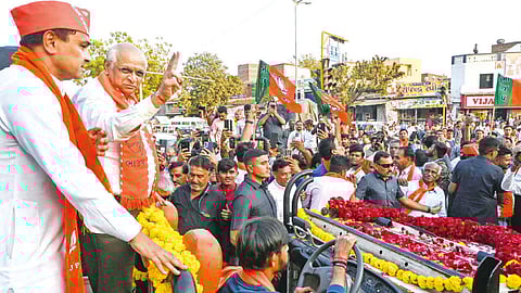 Gujarat CM Bhupendra Patel during campaign on Wednesday