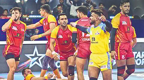 Tamil Thalaivas raider Ajinkya Pawar is all smiles after delivering a six-point raid