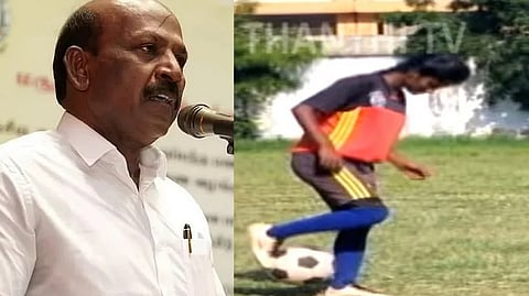 (L) Health Minister Ma Subramanian, footballer Priya