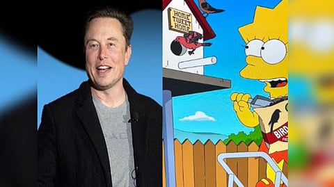 (L) Elon Musk, The Simpsons snippet(R)