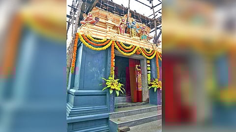 The newly constructed Perumal shrine in Melseeshamangalam near Arani