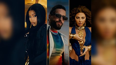 (From left) Nicki Minaj, Maluma and Myriam Fares