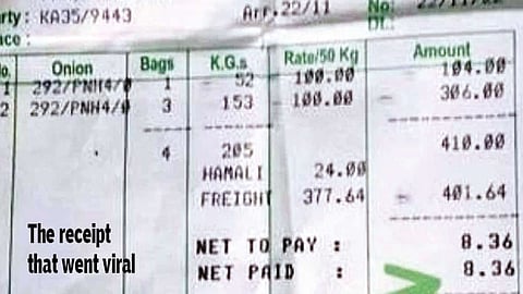 Karnataka farmer gets Rs 8 for 205 kg onions after travelling 416 km