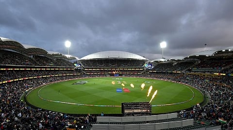 Bangladesh's charge halted by rain in Adelaide.